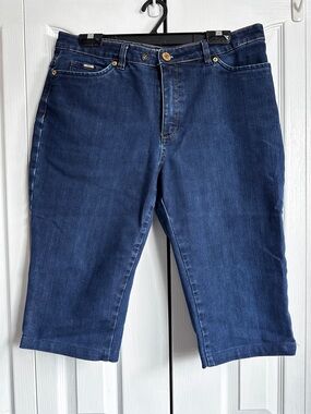 French Dressing FDJ Dark Wash Denim Knee-Length Jeans Capris Size 14